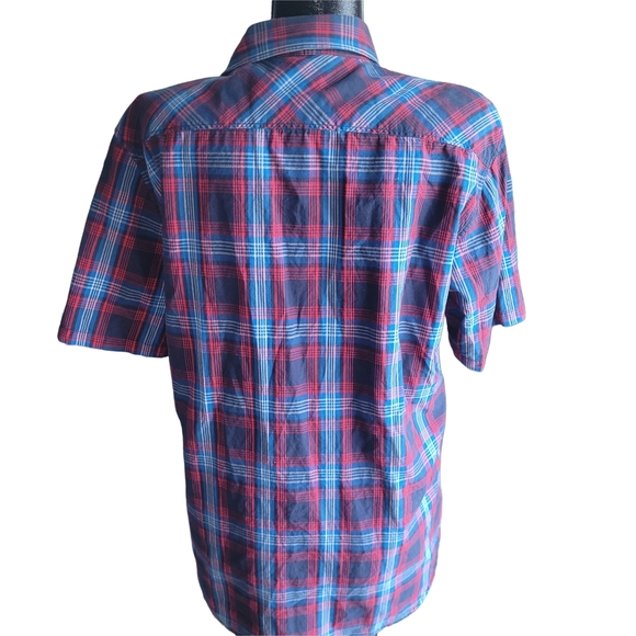 Vans Red and Blue Plaid Short Sleeve Shirt L - Picture 3 of 4